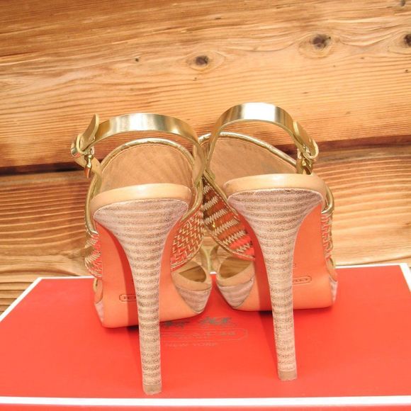 Coach Steffi Metallic  Platform Heels Shoes - Picture 6 of 11